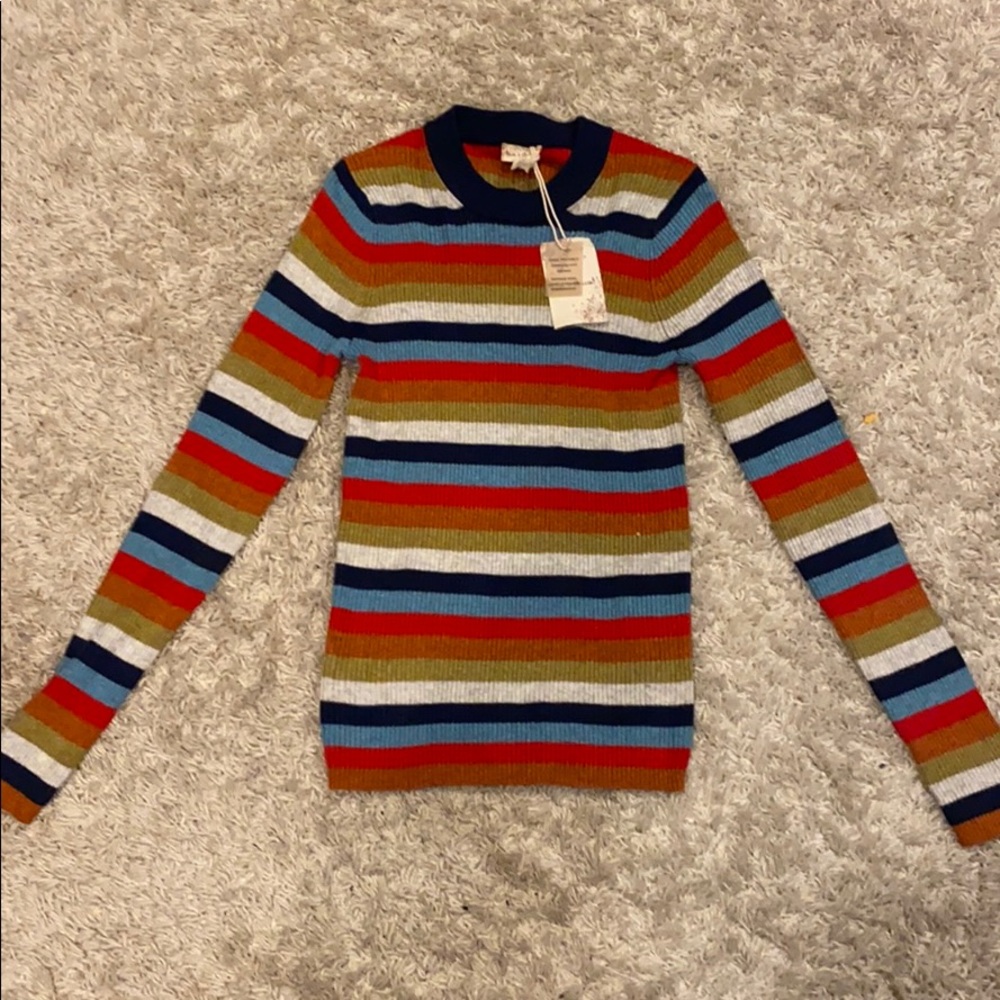 hem & thread striped knit top